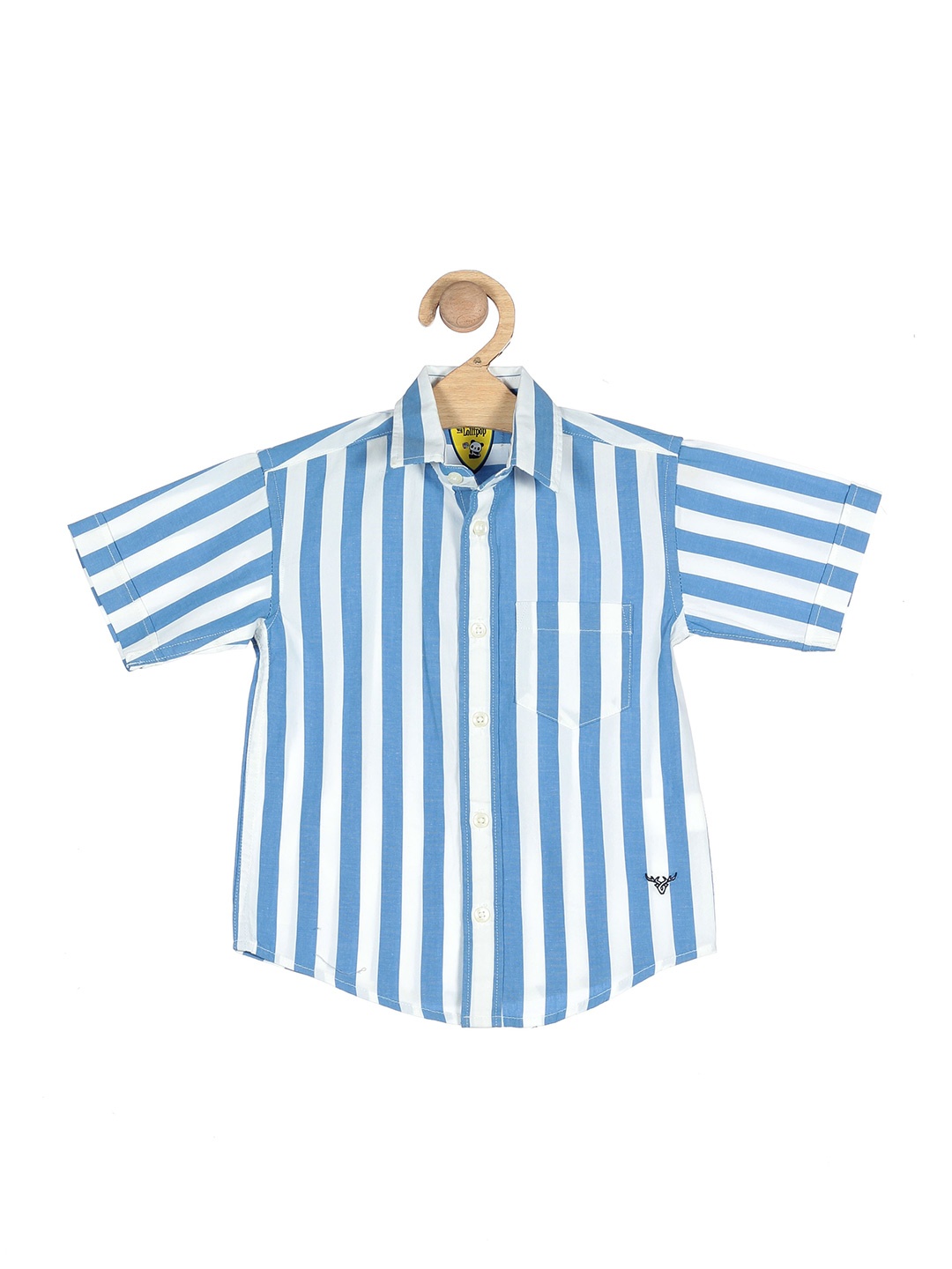

Lil Lollipop Boys Blue & White Striped Pure Cotton Casual Shirt