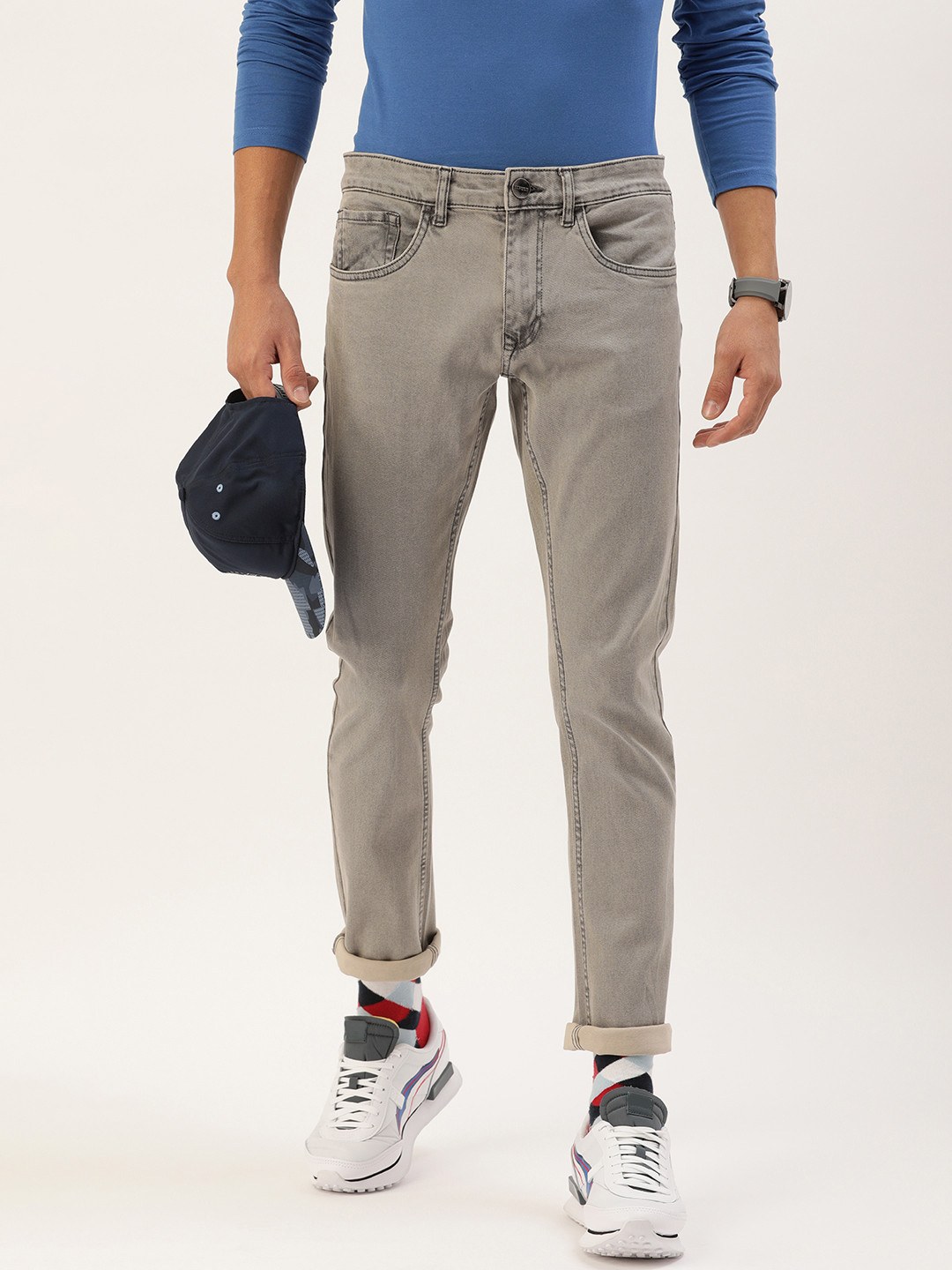 

SINGLE Men Grey Slim Fit Stretchable Jeans