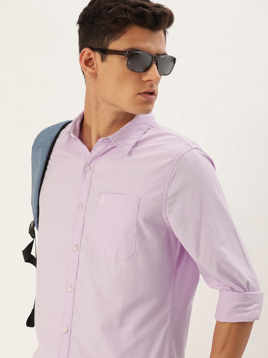 

SINGLE Men Lavender Slim Fit Casual Shirt