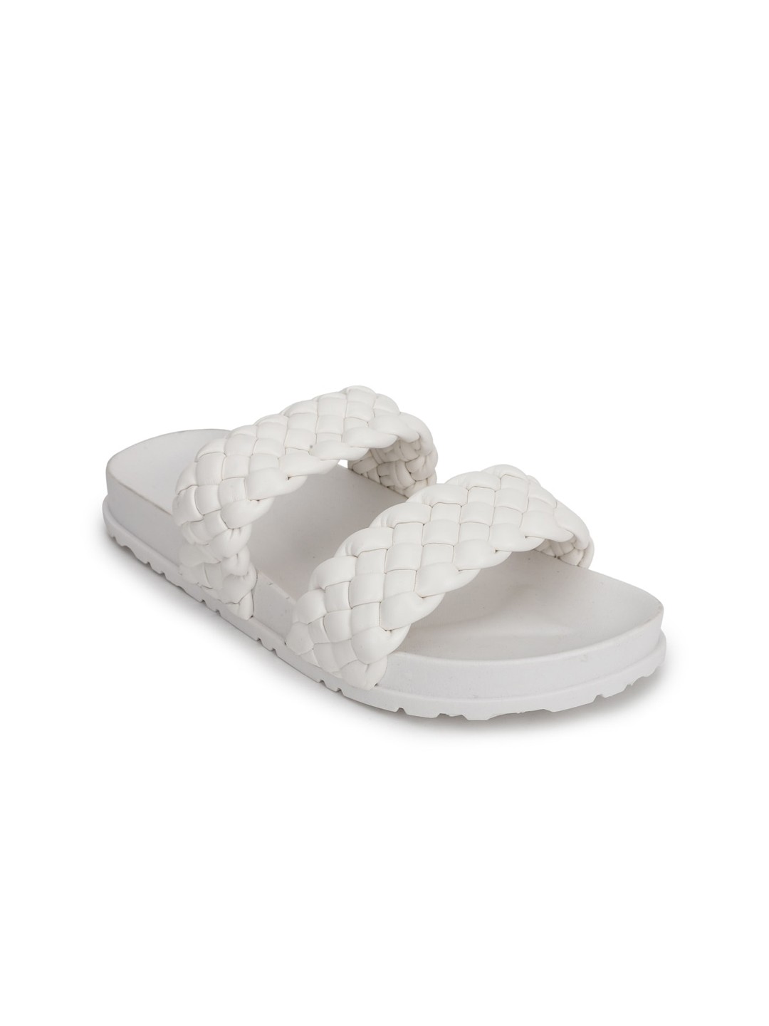 

FOREVER 21 Women White Embellished Open Toe Flats