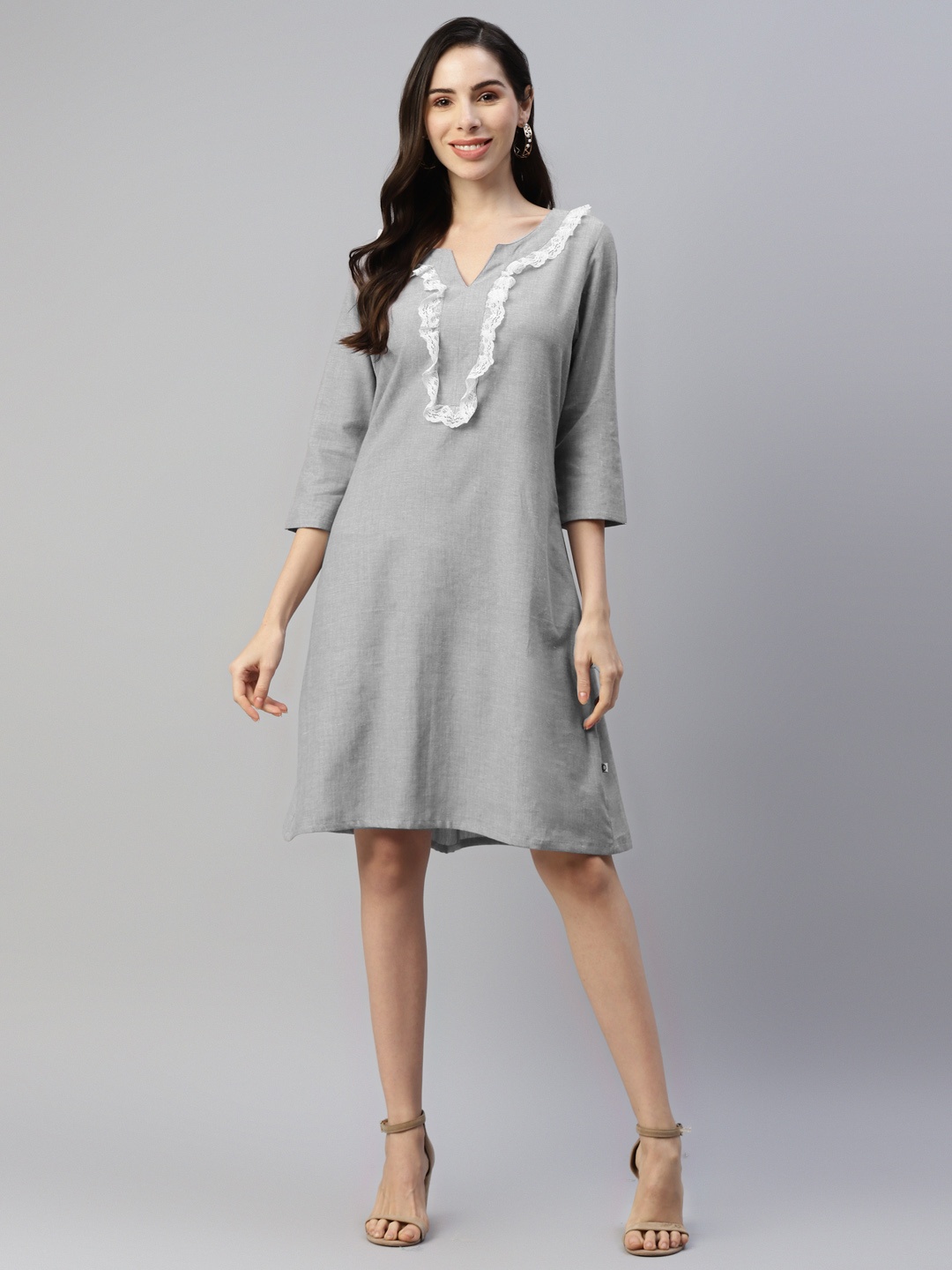 

FABNEST Grey A-Line Dress