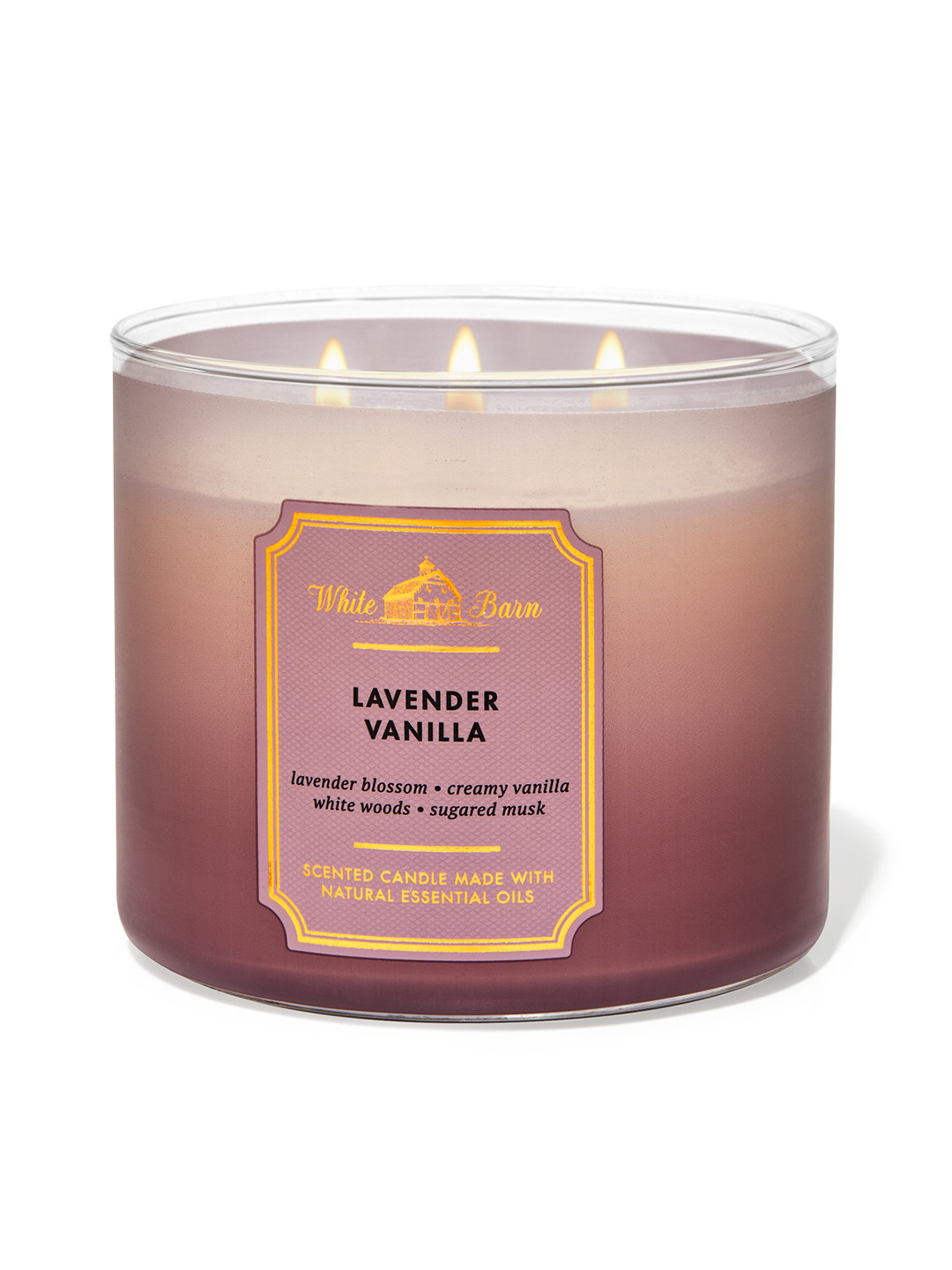 

Bath & Body Works White Barn Lavender Vanilla 3-Wick Scented Candle - 411 g, Brown