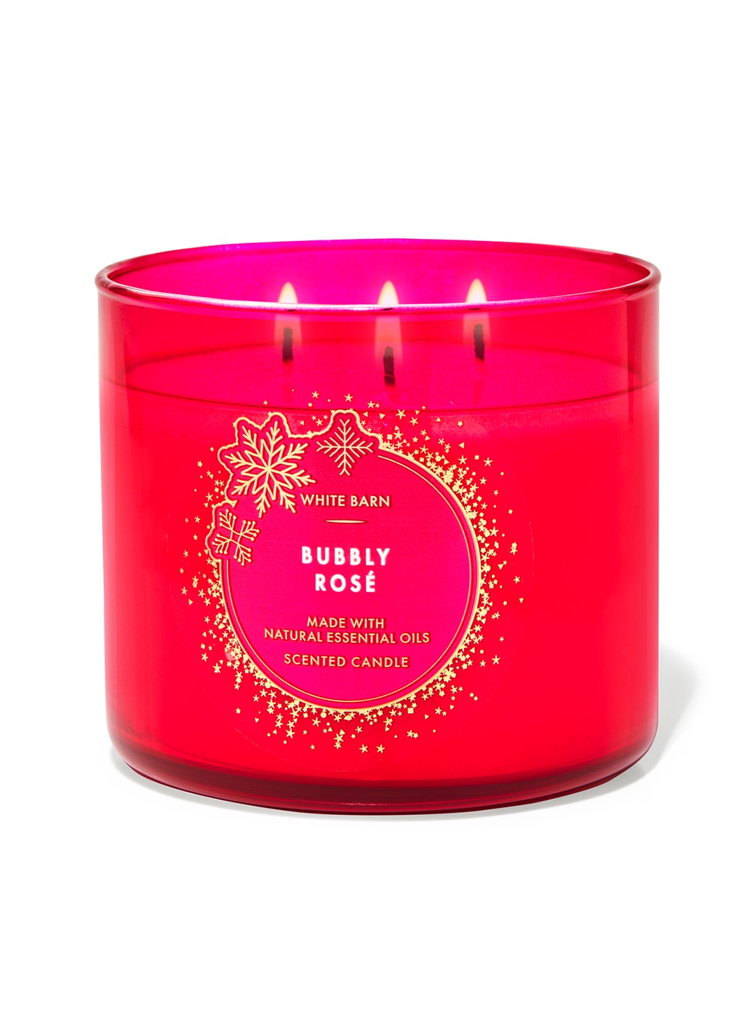 

Bath & Body Works White Barn Bubbly Rose 3-Wick Scented Candle - 411 g, Pink