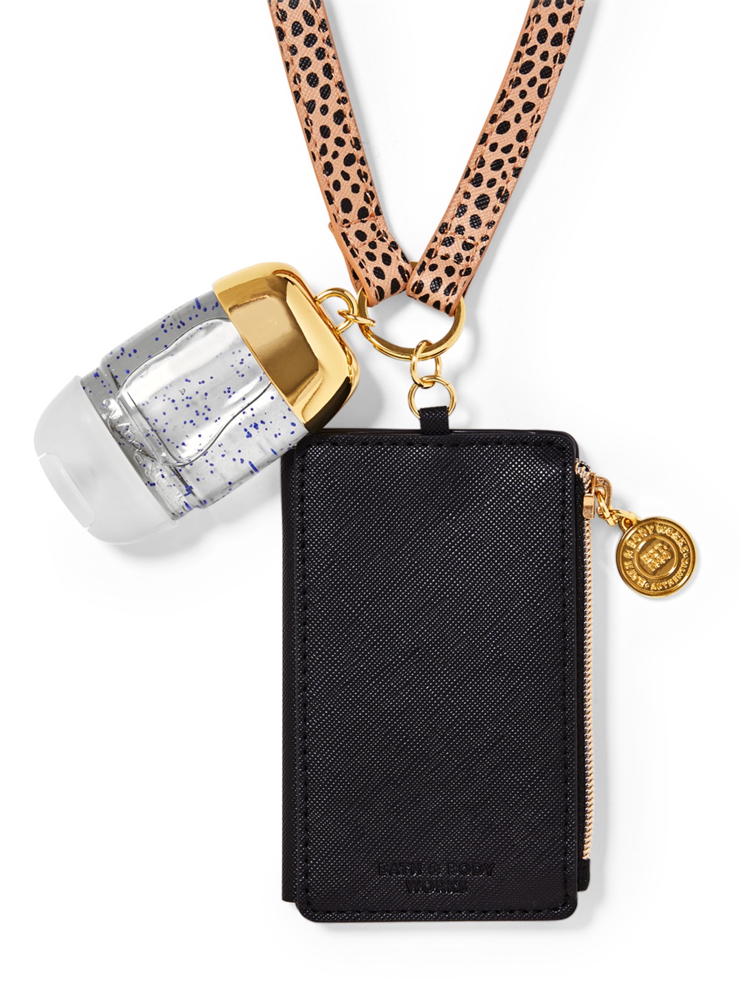 

Bath & Body Works Wearable Cheetah Zipper Card PocketBac Holder, Gold