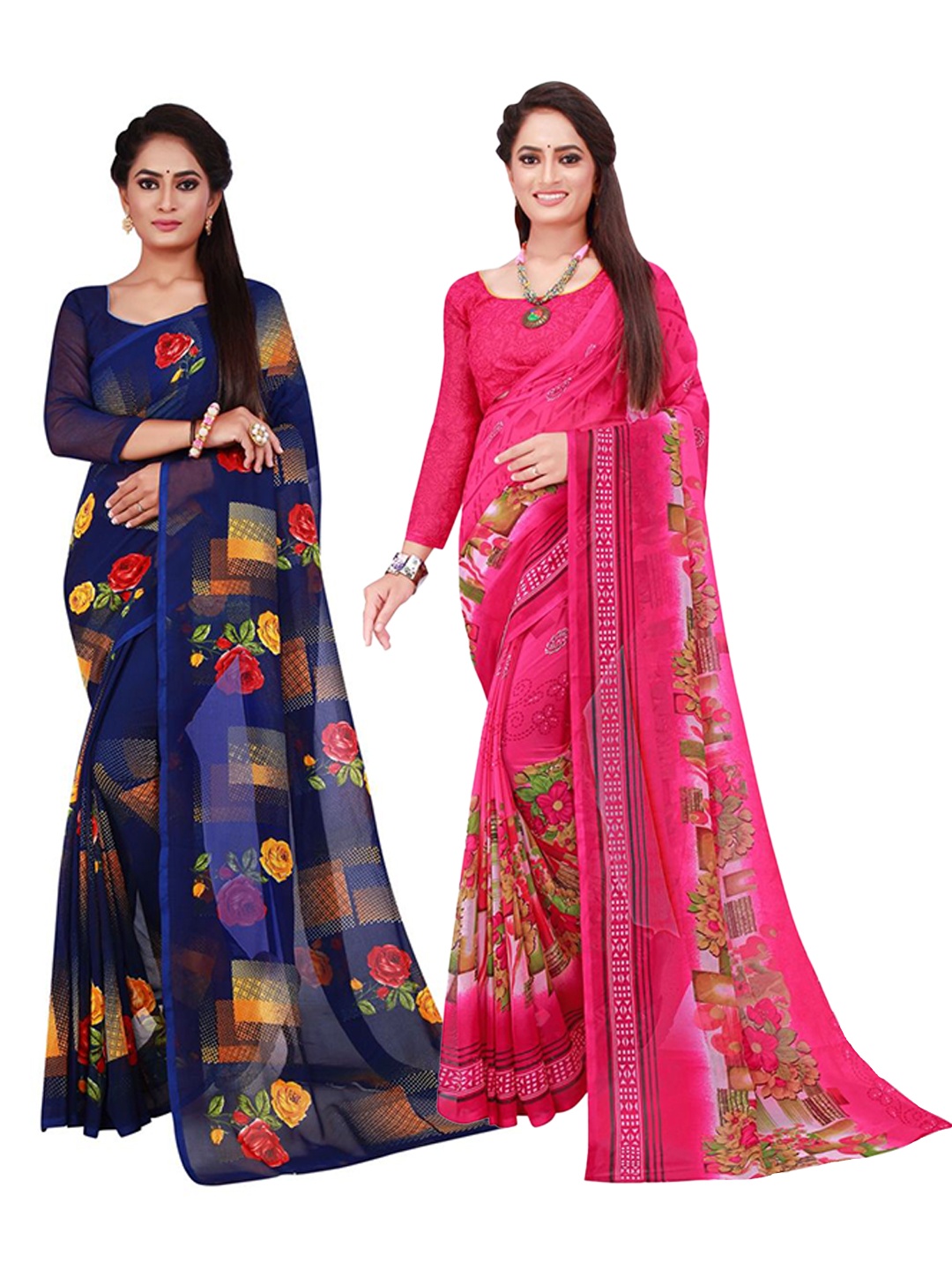 

SAADHVI Set of 2 Pure Georgette Saree, Pink