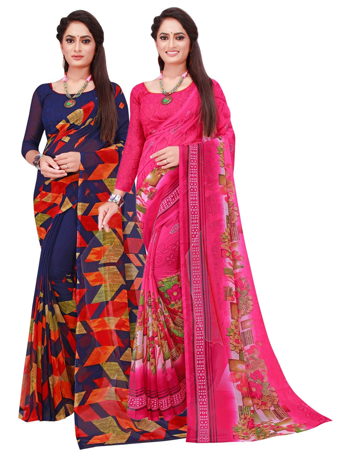 

SAADHVI Set of 2 Pure Georgette Saree, Pink