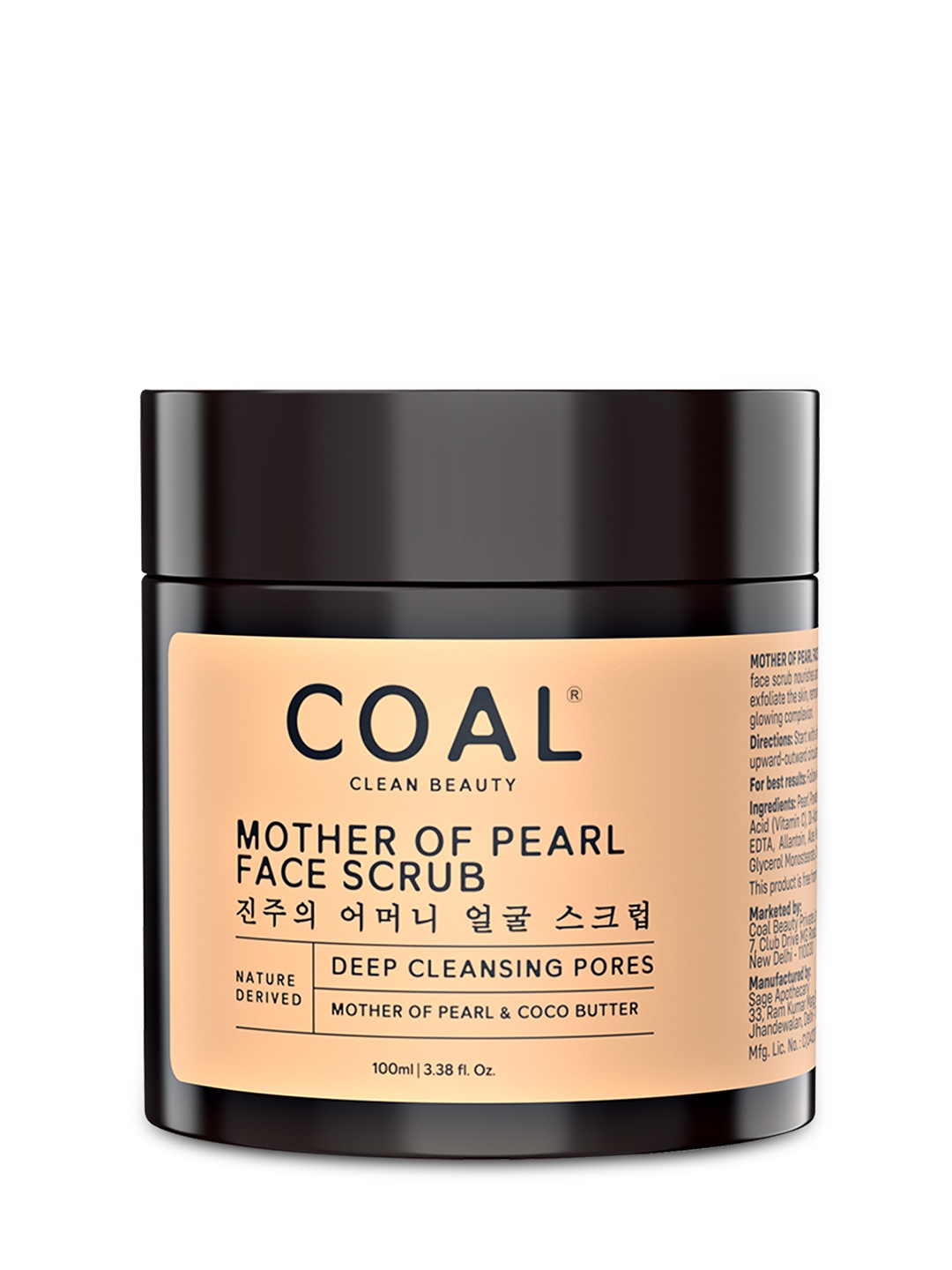 

COAL CLEAN BEAUTY Nature Derived Mother Of Pearl Face Scrub for Cleansing Pores - 100 ml, Peach