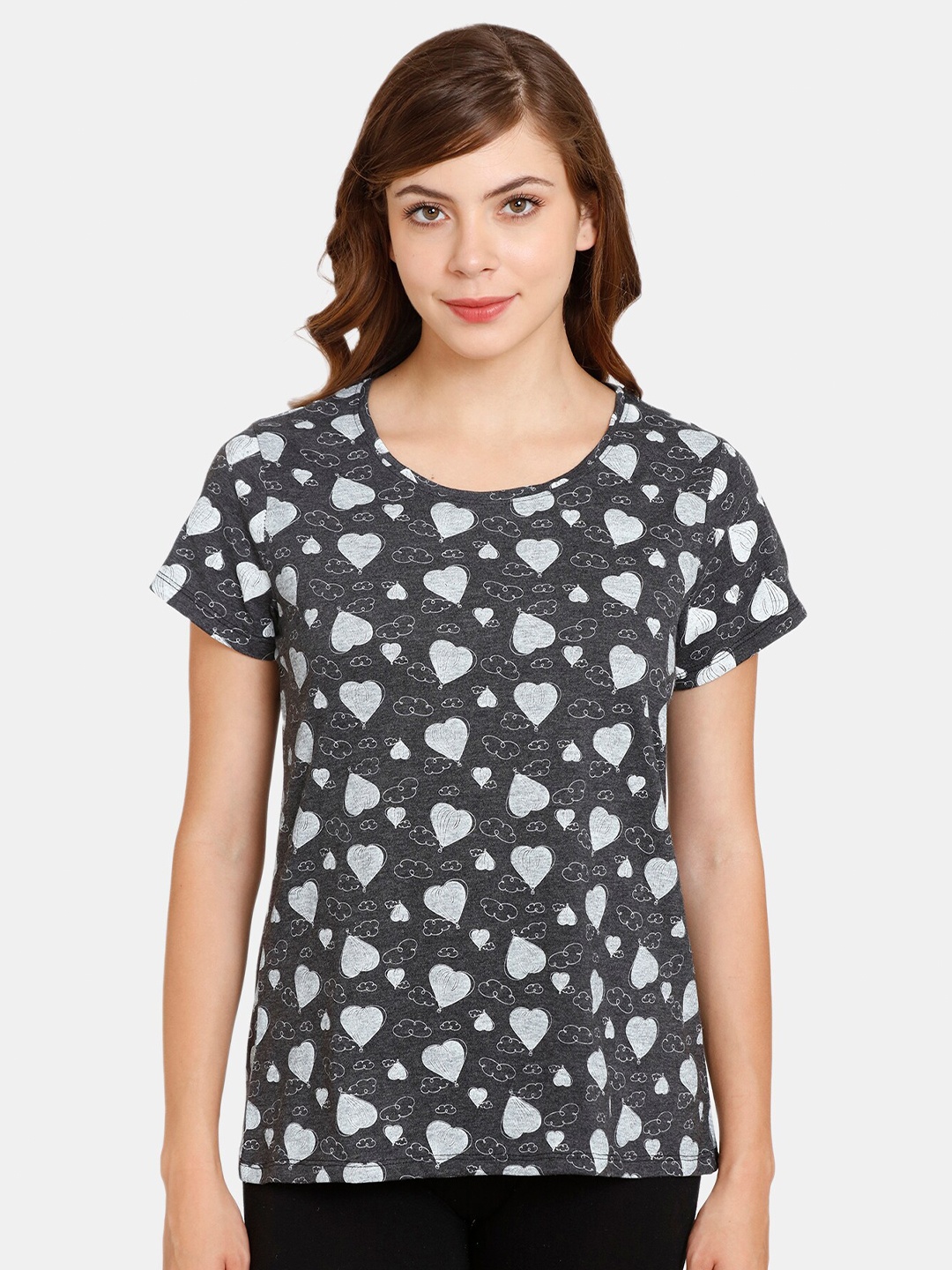 

Rosaline by Zivame Black Print Top