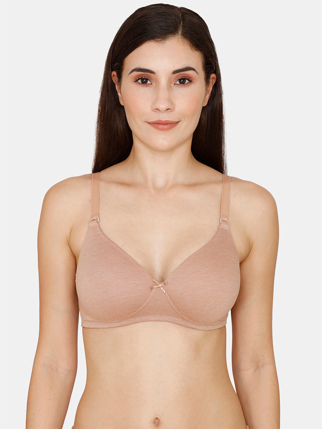 

Rosaline by Zivame Beige Solid Non Wired Half Coverage Tshirt Bra
