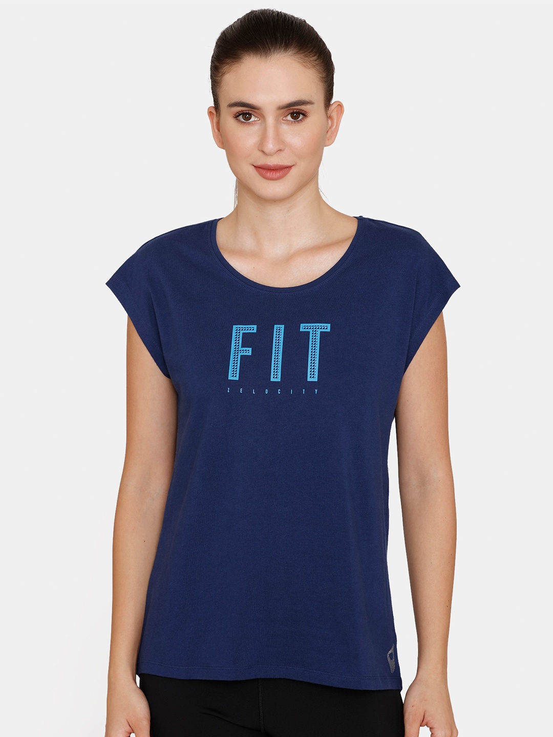 

Zelocity by Zivame Blue Print Top 95% Cotton