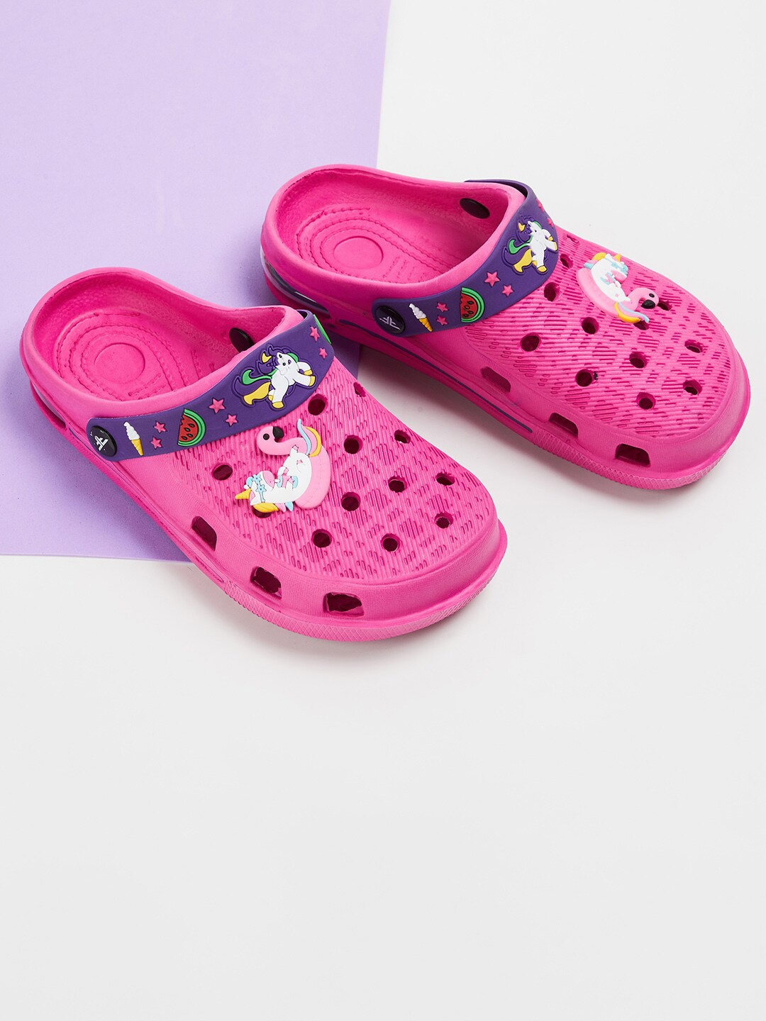 

Fame Forever by Lifestyle Girls Pink & Purple Printed Rubber Clogs