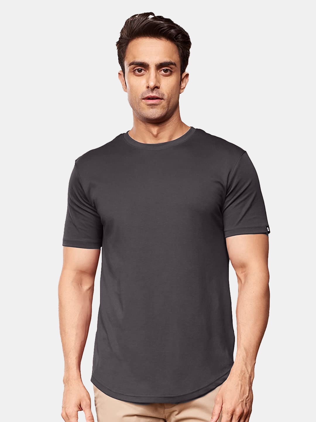 

The Souled Store Men Charcoal Grey Solid T-shirt