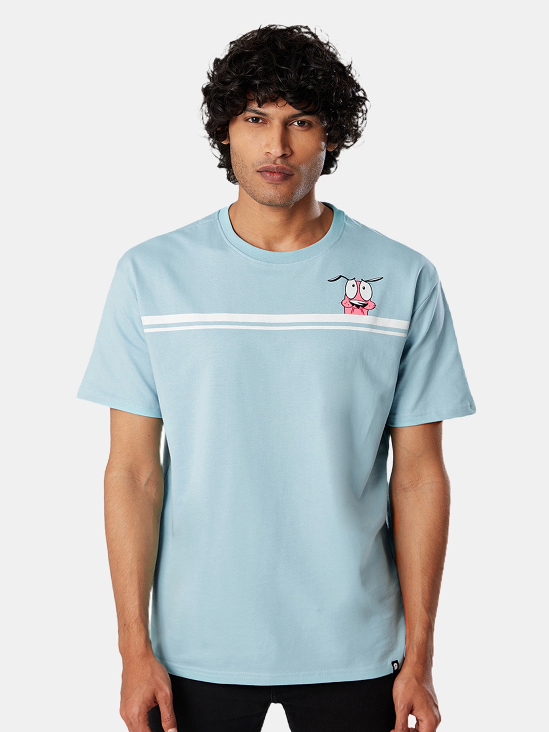 

The Souled Store Men Blue Courage: Face Oversized T-shirt