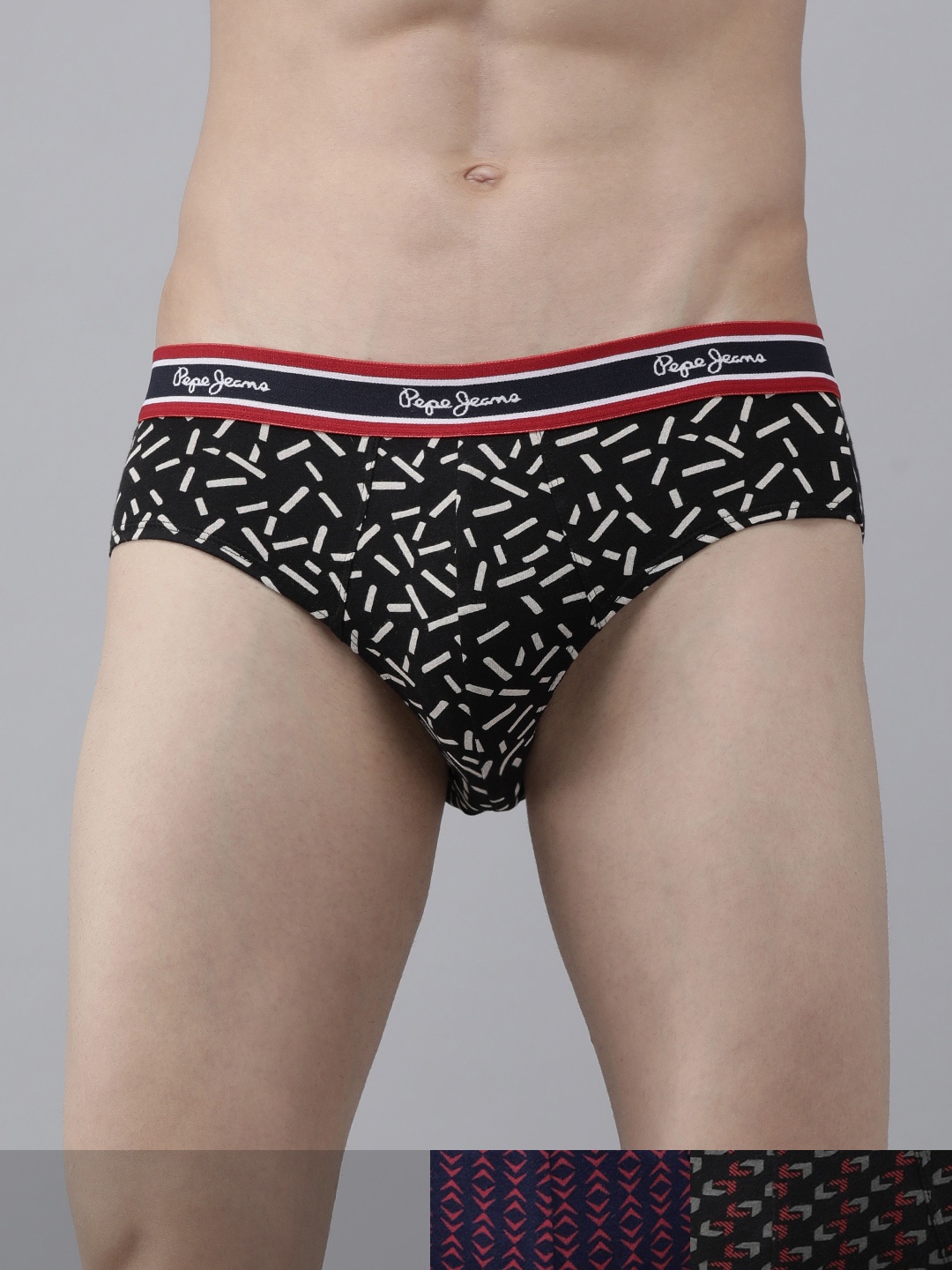 

Pepe Jeans Men Pack Of 2 Printed Briefs, Black