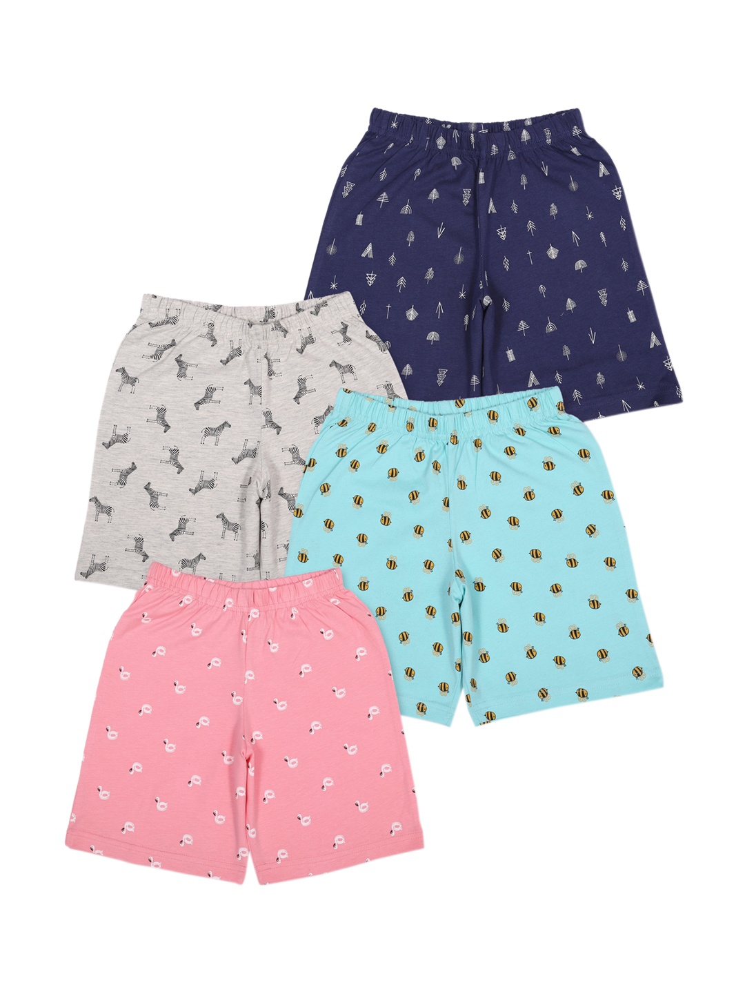 

minnow Girls Pink & Blue Pack Of 4 Printed Shorts