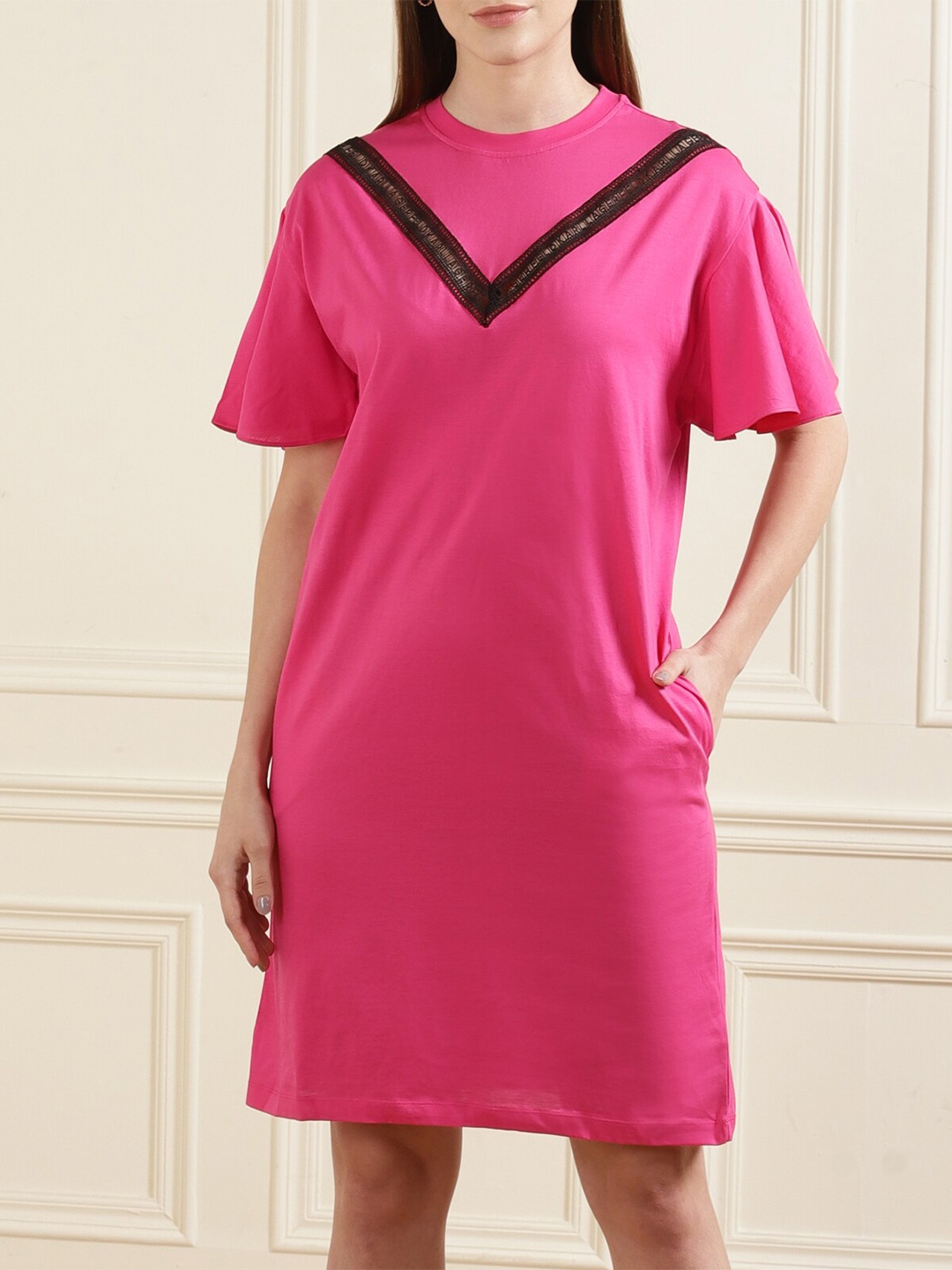 

Karl Lagerfeld Women Pink Sheath Dress
