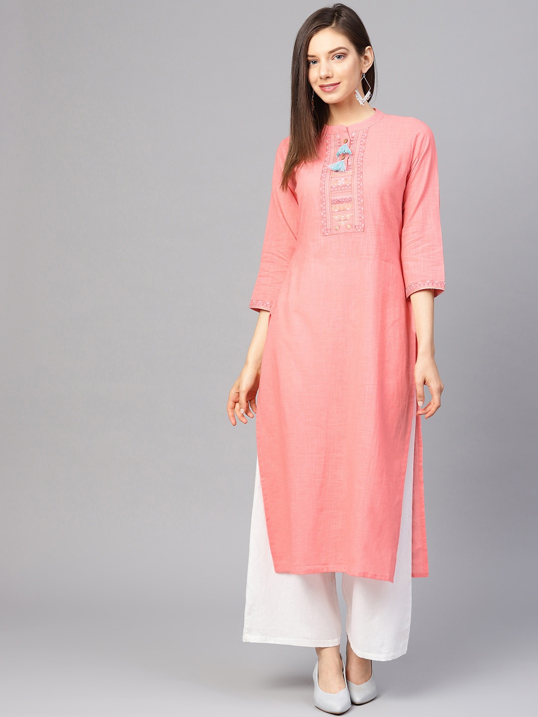 

Varanga Women Coral Yoke Design Thread Work Kurta