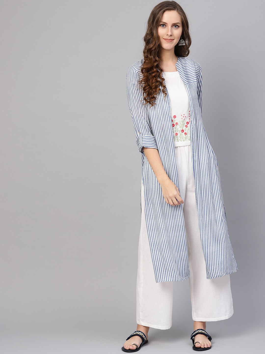 

Varanga Women Blue Striped Kurta