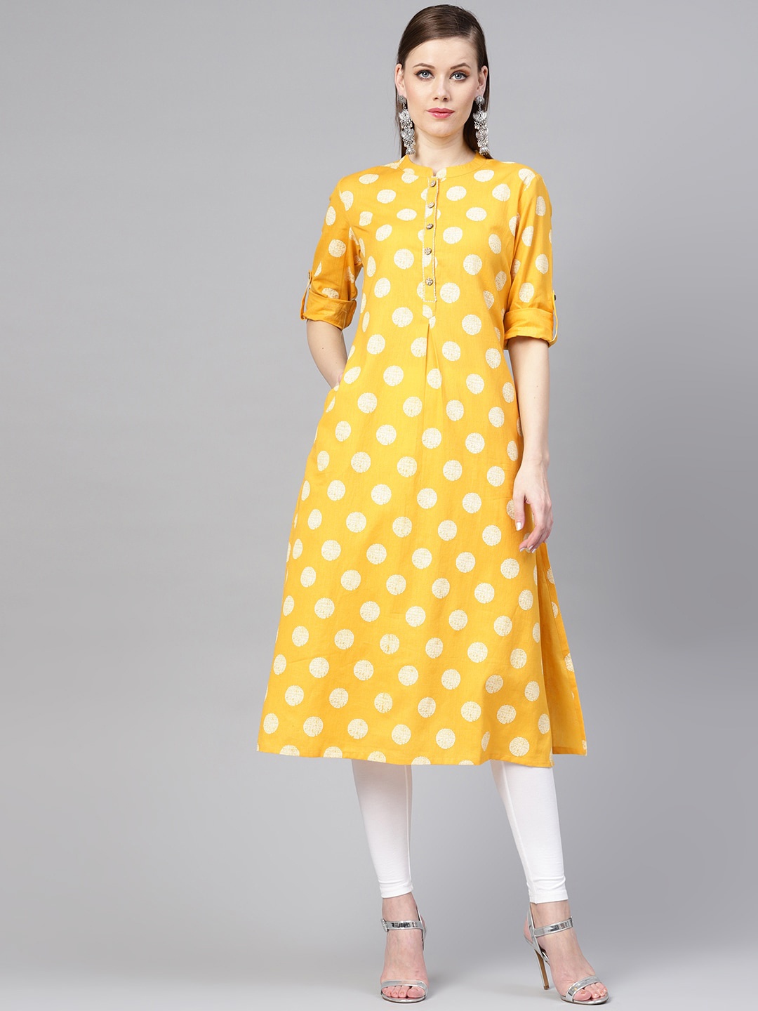 

Varanga Women Yellow & White Ethnic Motifs Printed Kurta