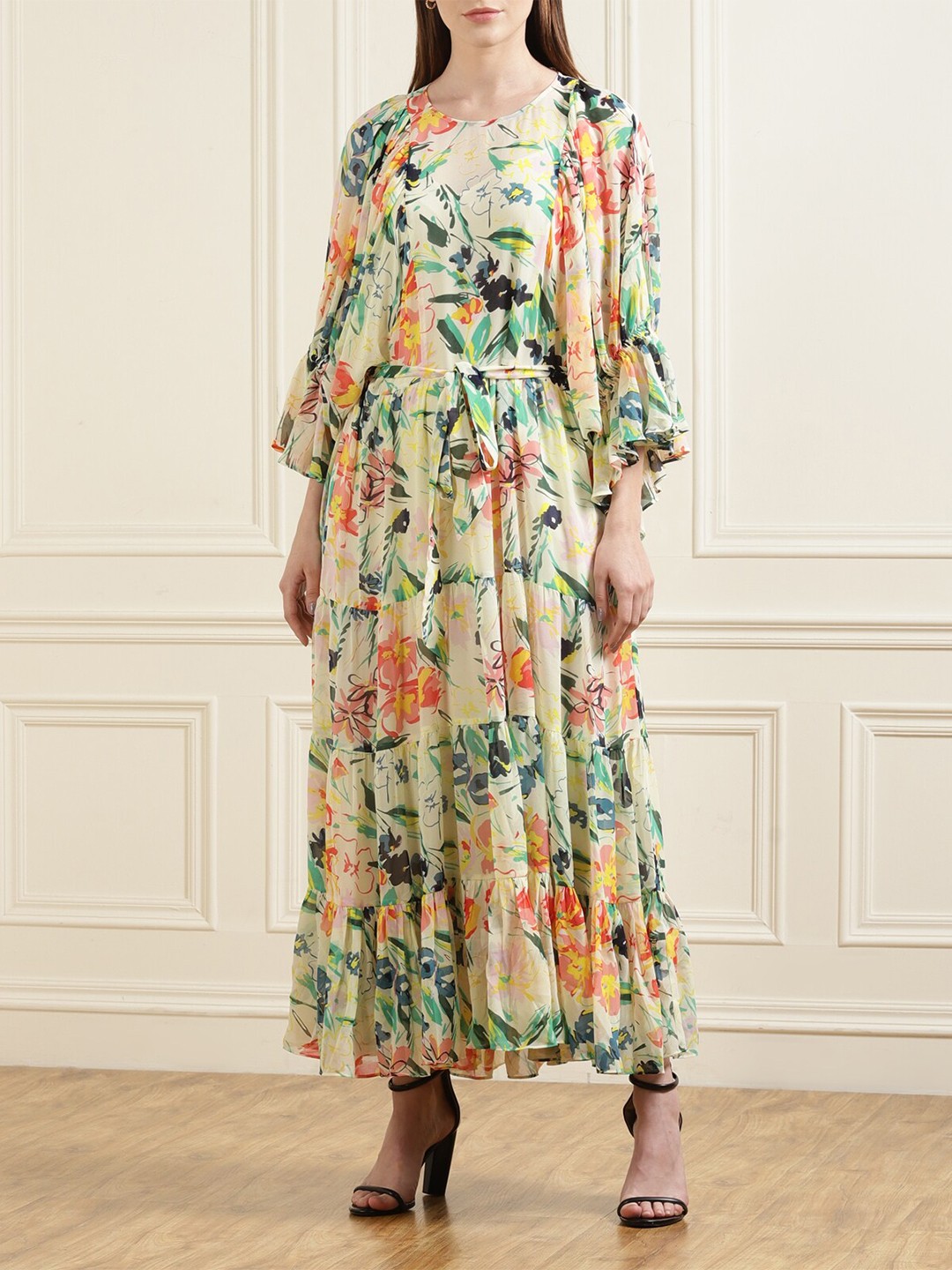 

Ted Baker Women Yellow & Green Floral Maxi Dress