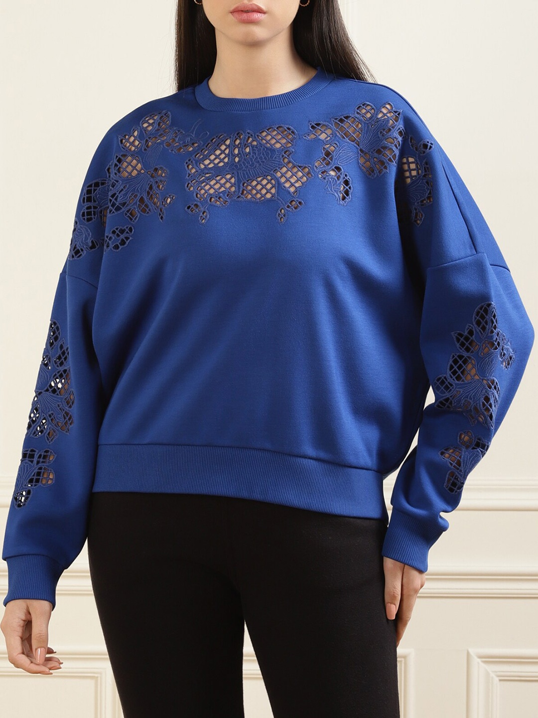 

Ted Baker Women Blue Printed Sweatshirt