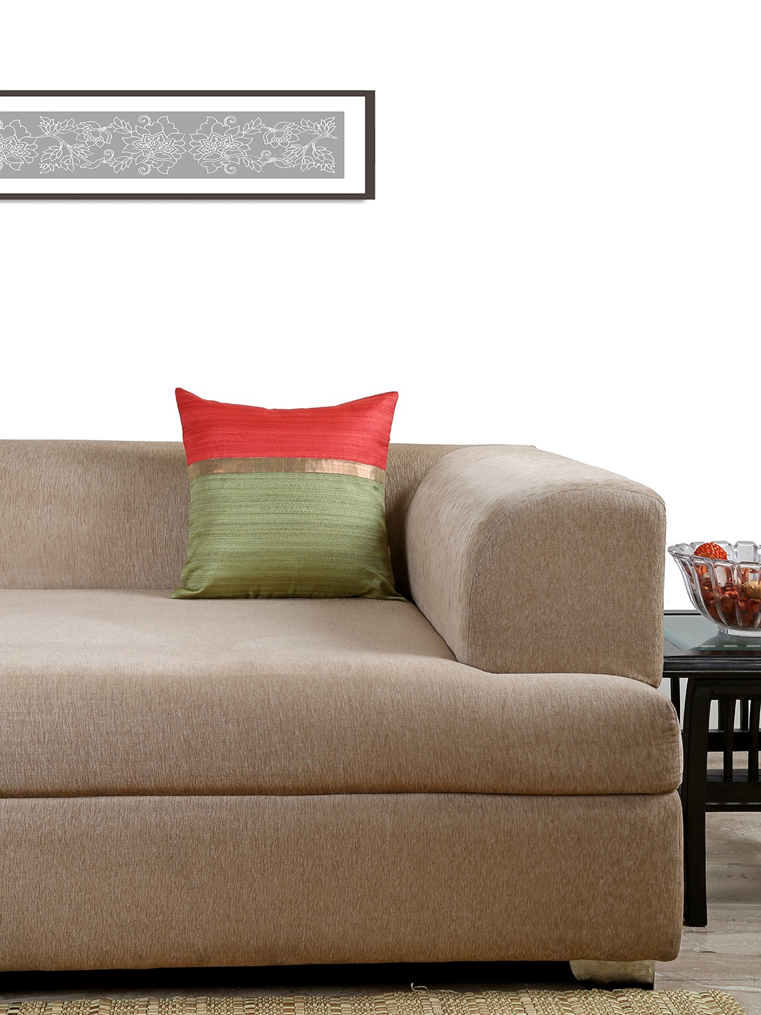 

ANS Red & Green Single Colourblocked 16" X 16" Square Cushion Cover