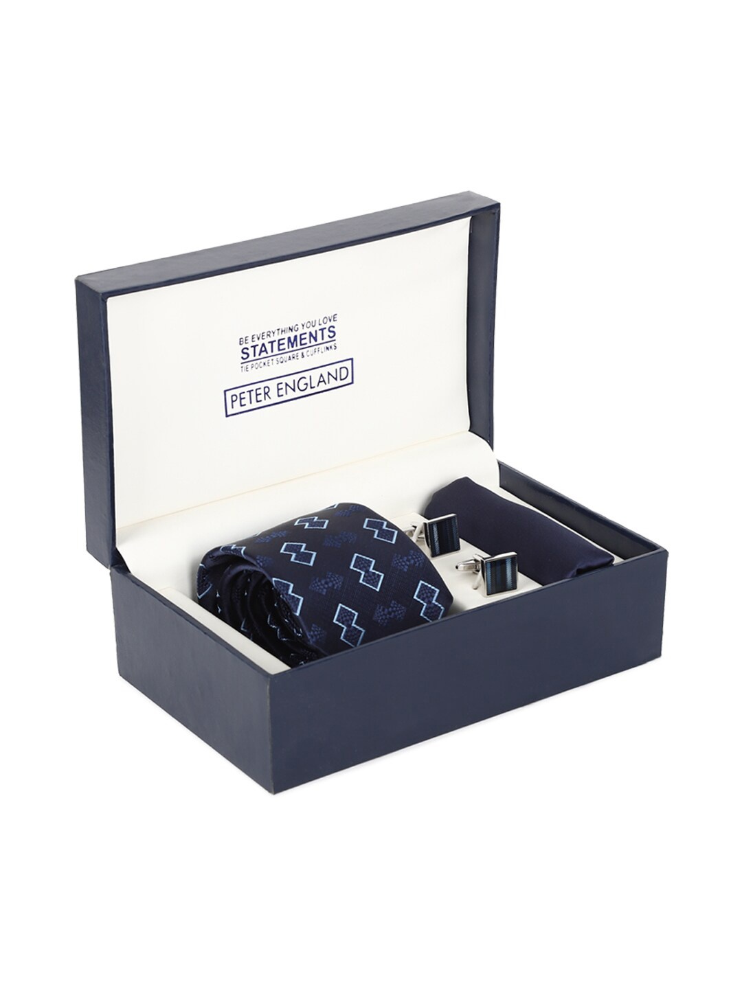 

Peter England Men Navy Blue Printed Accessory Gift Set