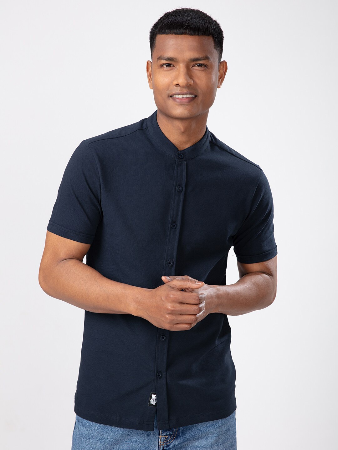 

The Souled Store Men Navy Blue Cotton Casual Shirt