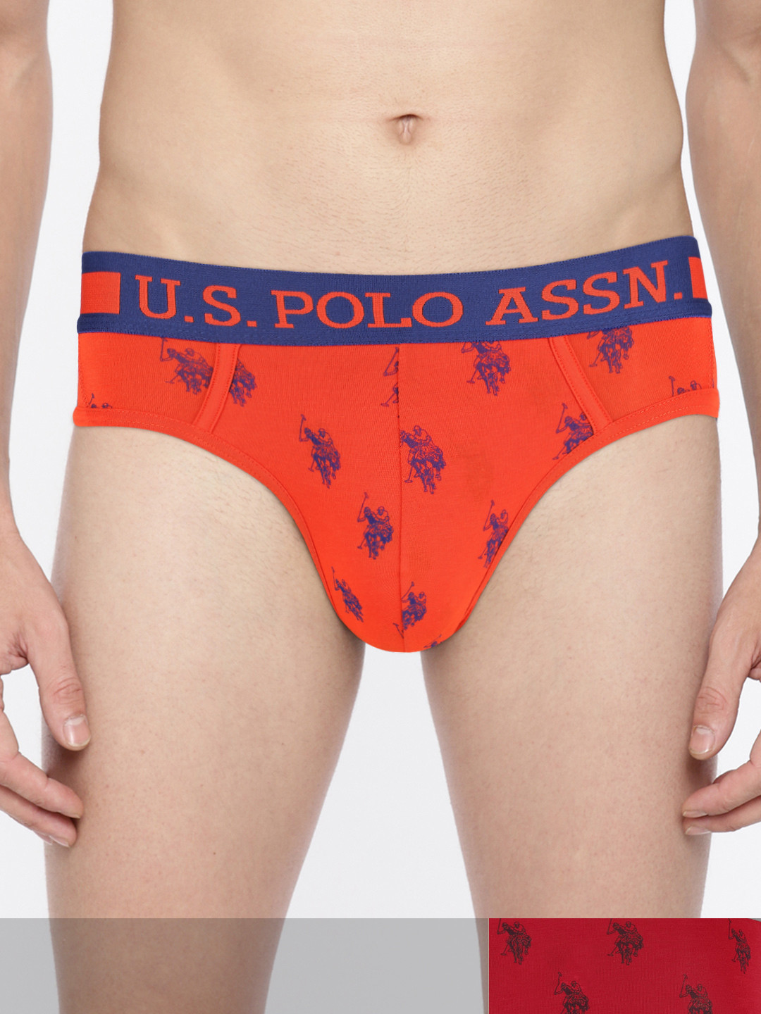 

U.S. Polo Assn. Men Pack Of 2 Printed Briefs, Orange