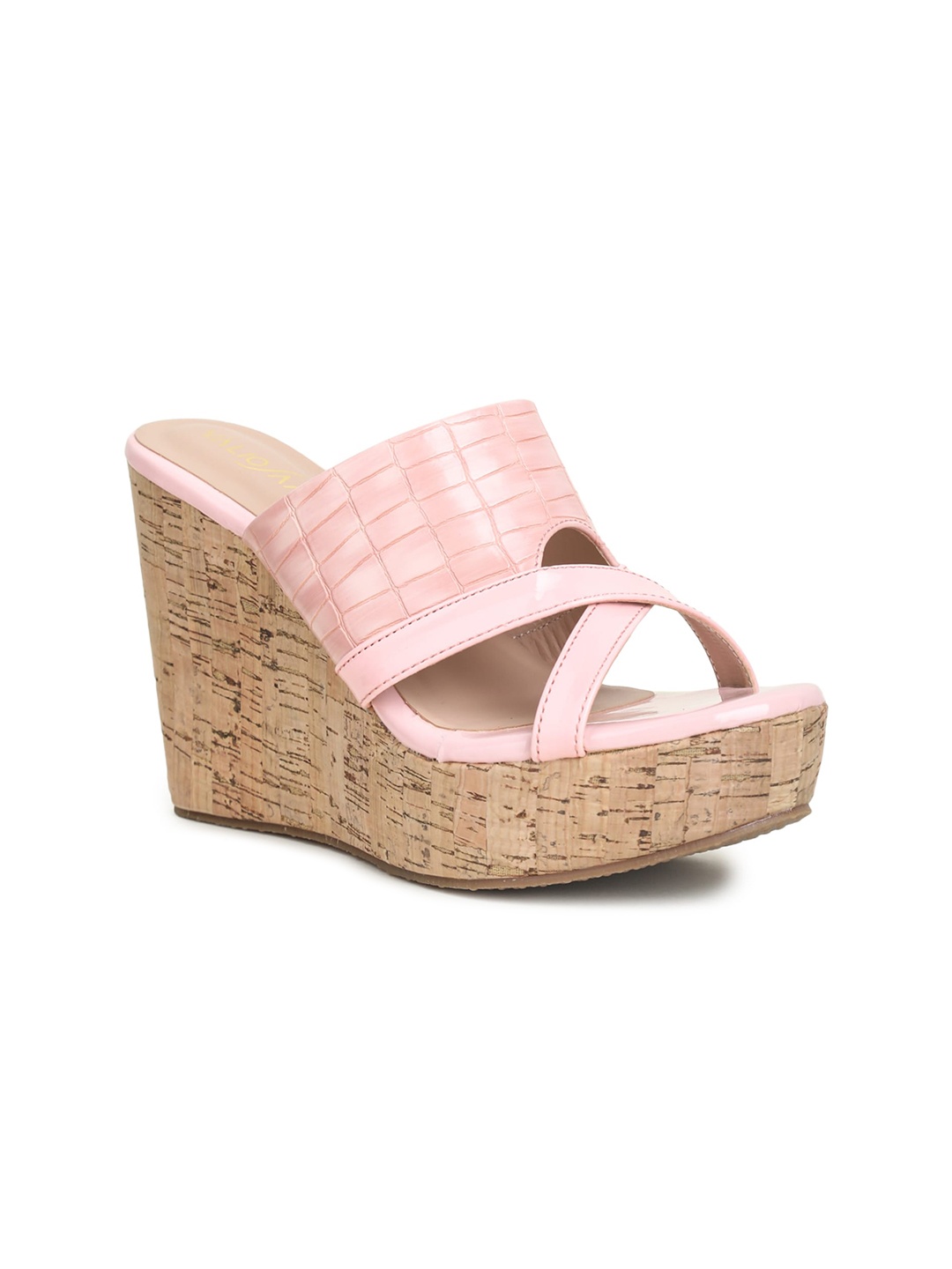 

VALIOSAA Pink Textured Wedge Heels