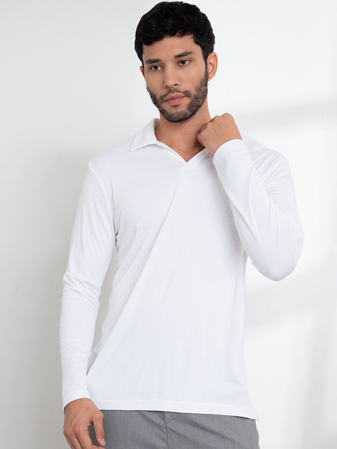 

ORIGIN BY ZALORA Men White Polo Collar T-shirt