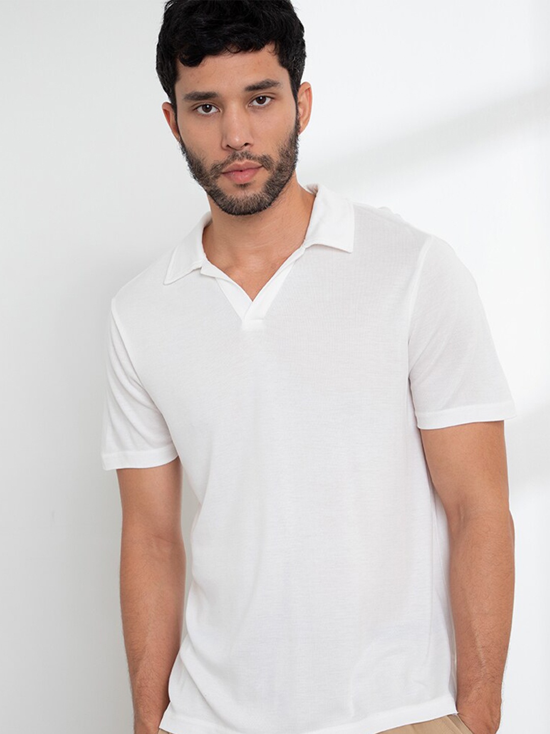 

ORIGIN BY ZALORA Men White Polo Collar T-shirt