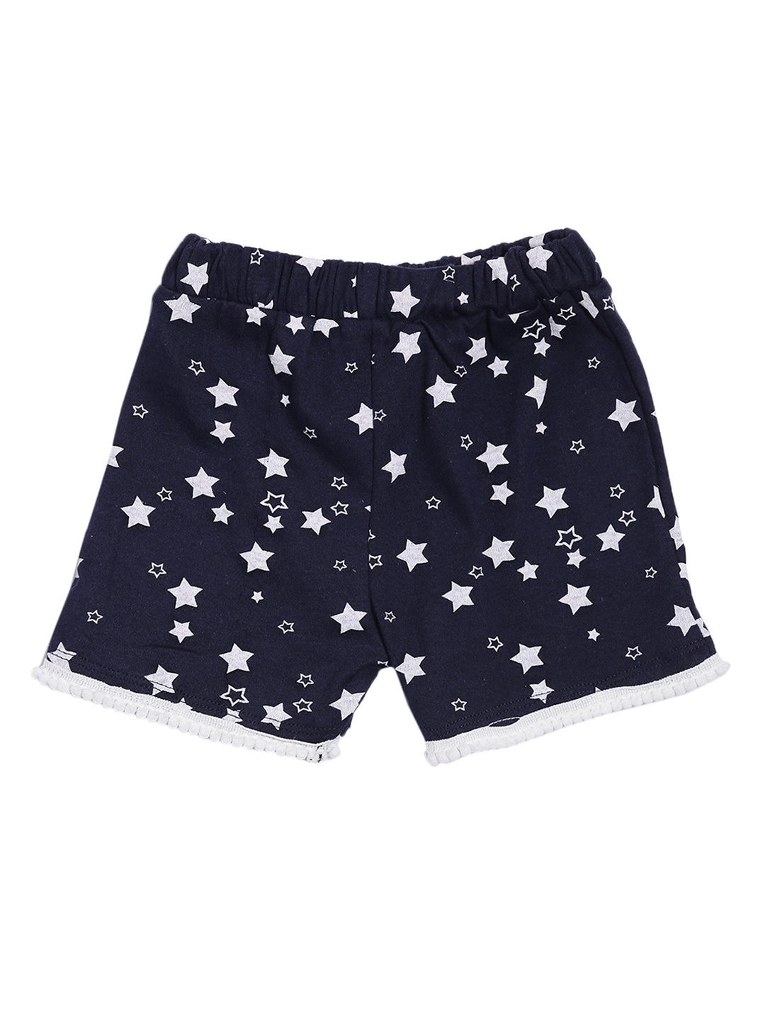 

Kryptic Girls Navy Blue & White Printed Pure Cotton Shorts