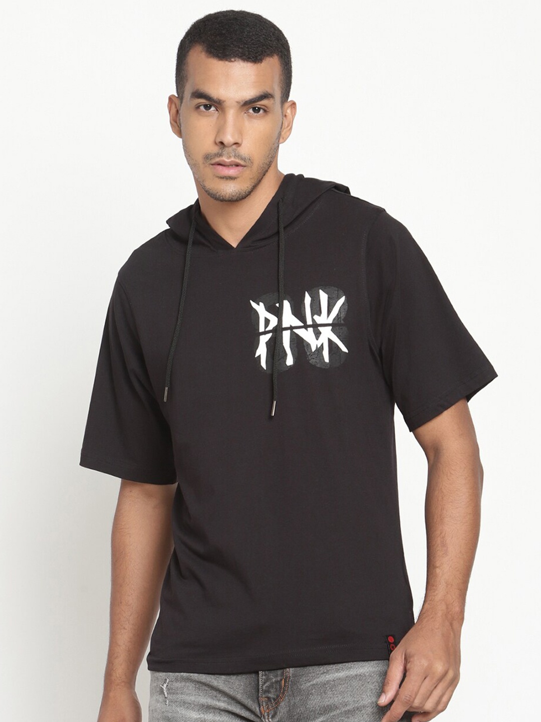 

PUNK Men Black Typography Printed Cotton T-shirt