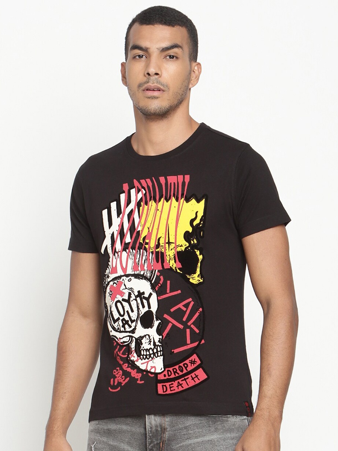 

PUNK Men Black Printed T-shirt
