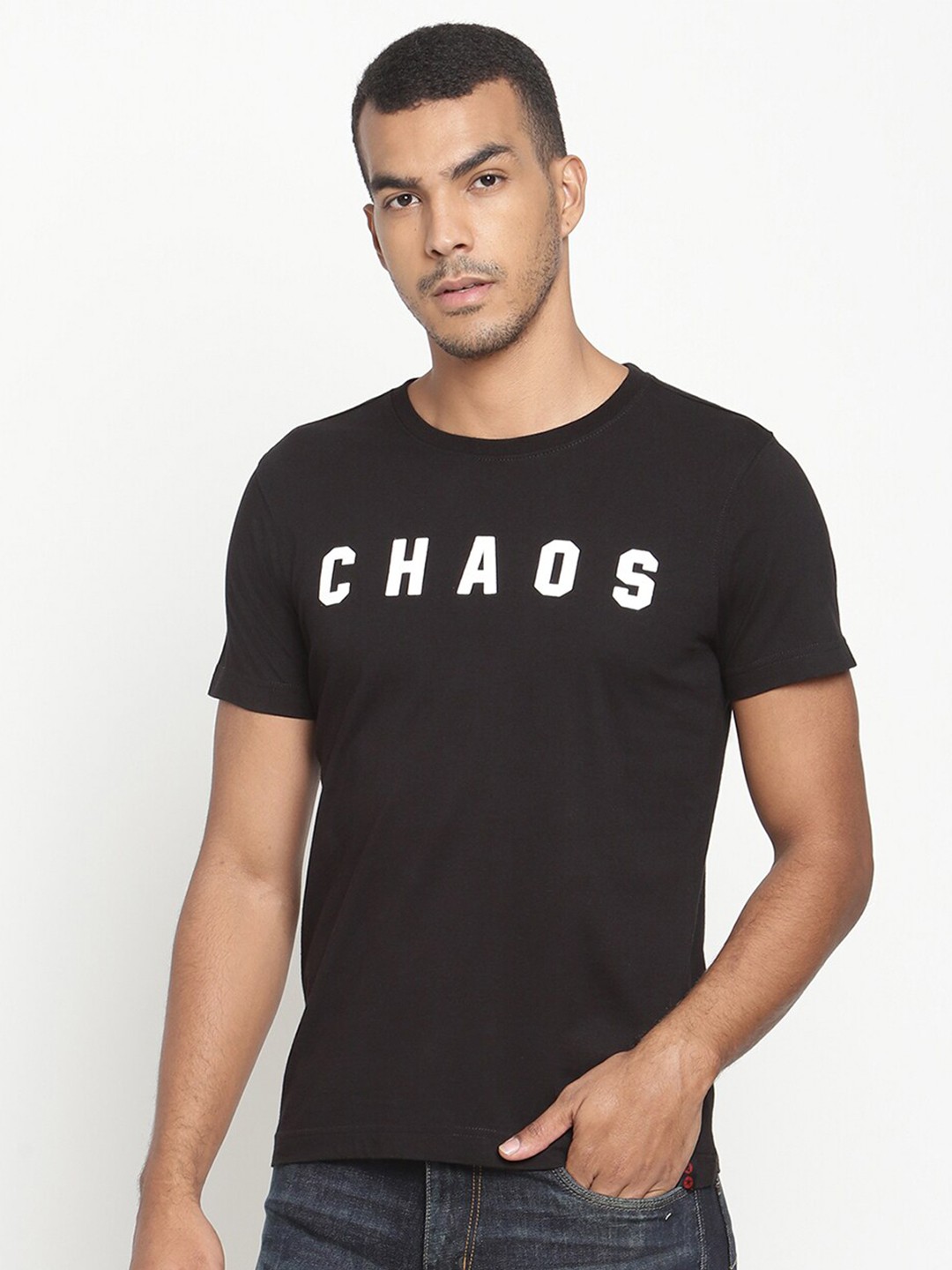 

PUNK Men Black Typography Printed T-shirt