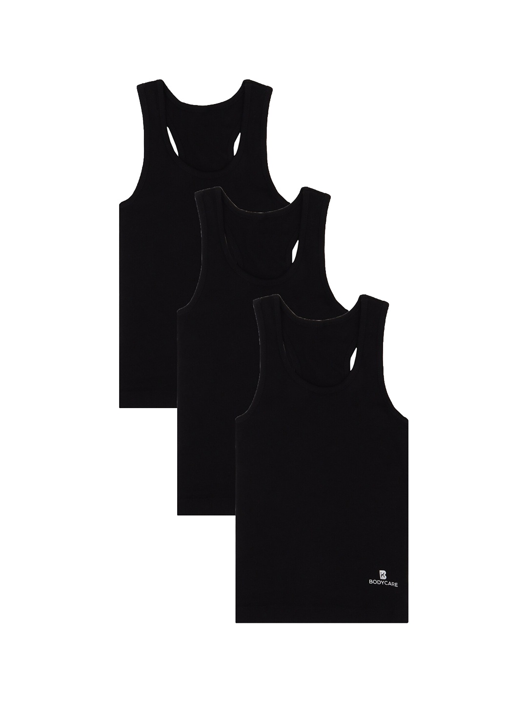 

Bodycare Kids Girls Pack of 3 Black Solid Innerwear Basic Vests