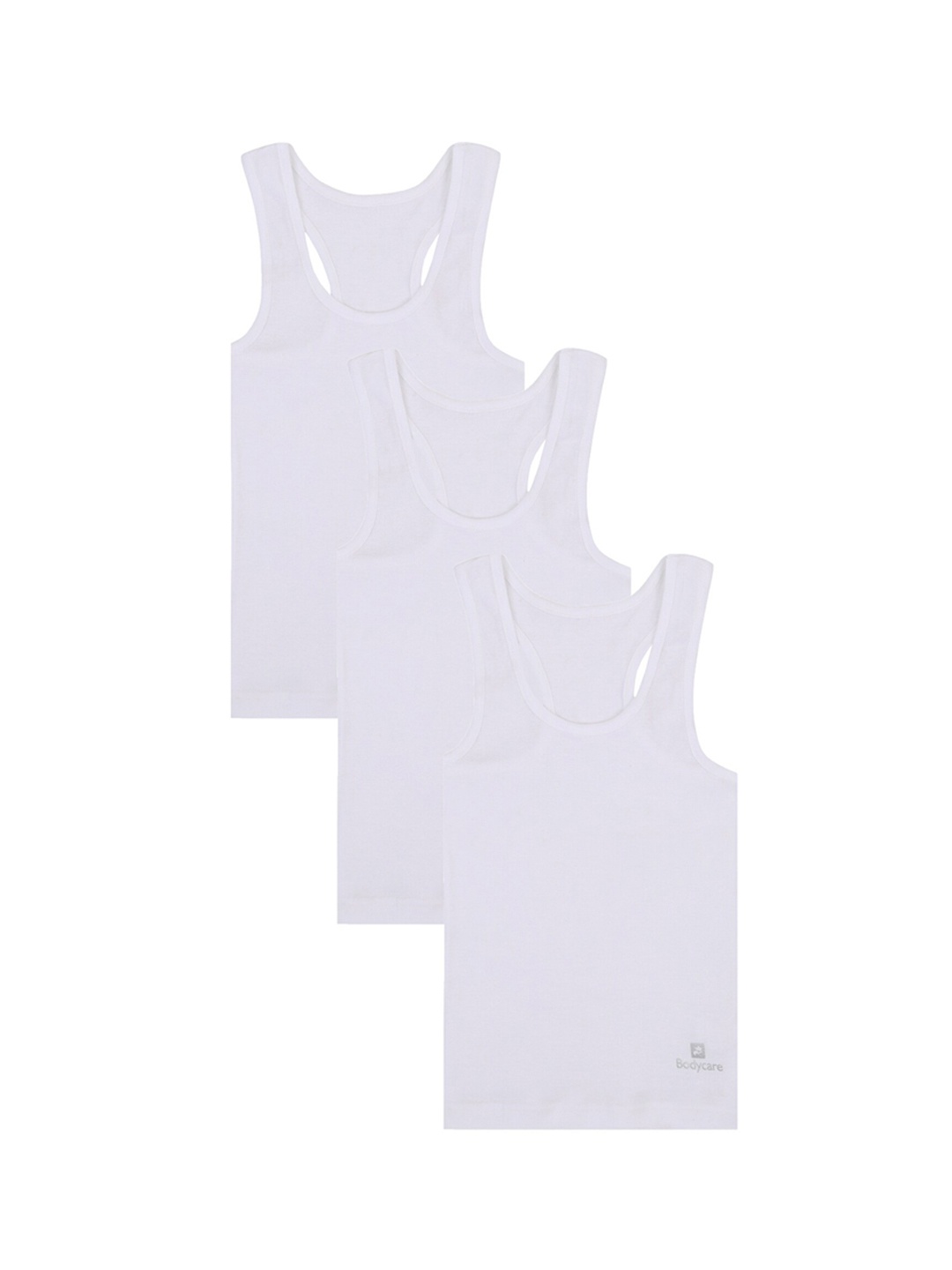 

Bodycare Kids Girls Pack of 3 White Solid Cotton Innerwear Basic Vests