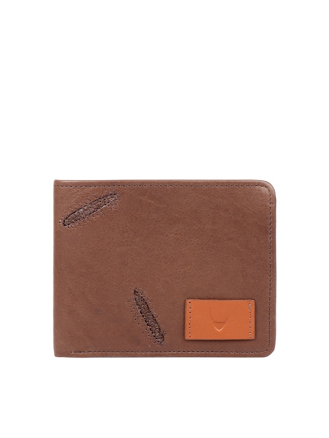 

Hidesign Men Brown & Orange Printed Leather Card Holder