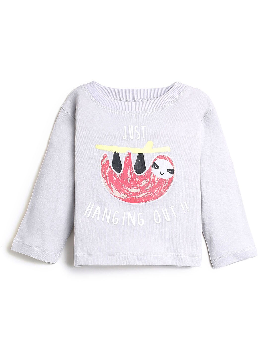 

Hopscotch Boys Grey & Pink Printed Pure Cotton T-shirt