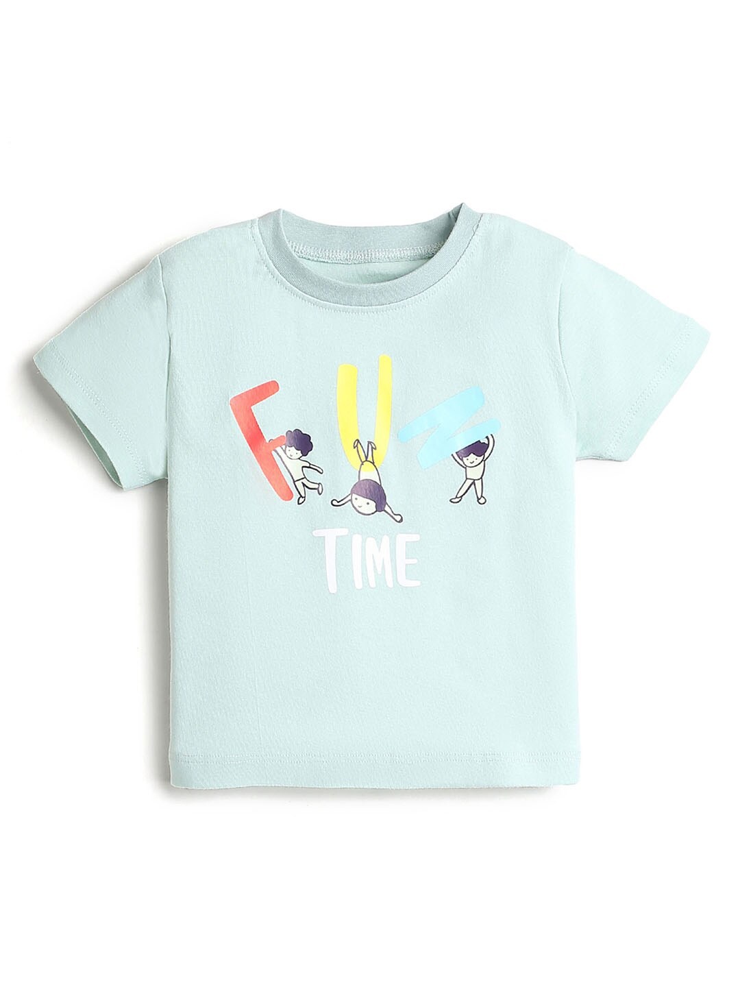 

Hopscotch Boys Mint Green Typography Printed Pure Cotton T-shirt
