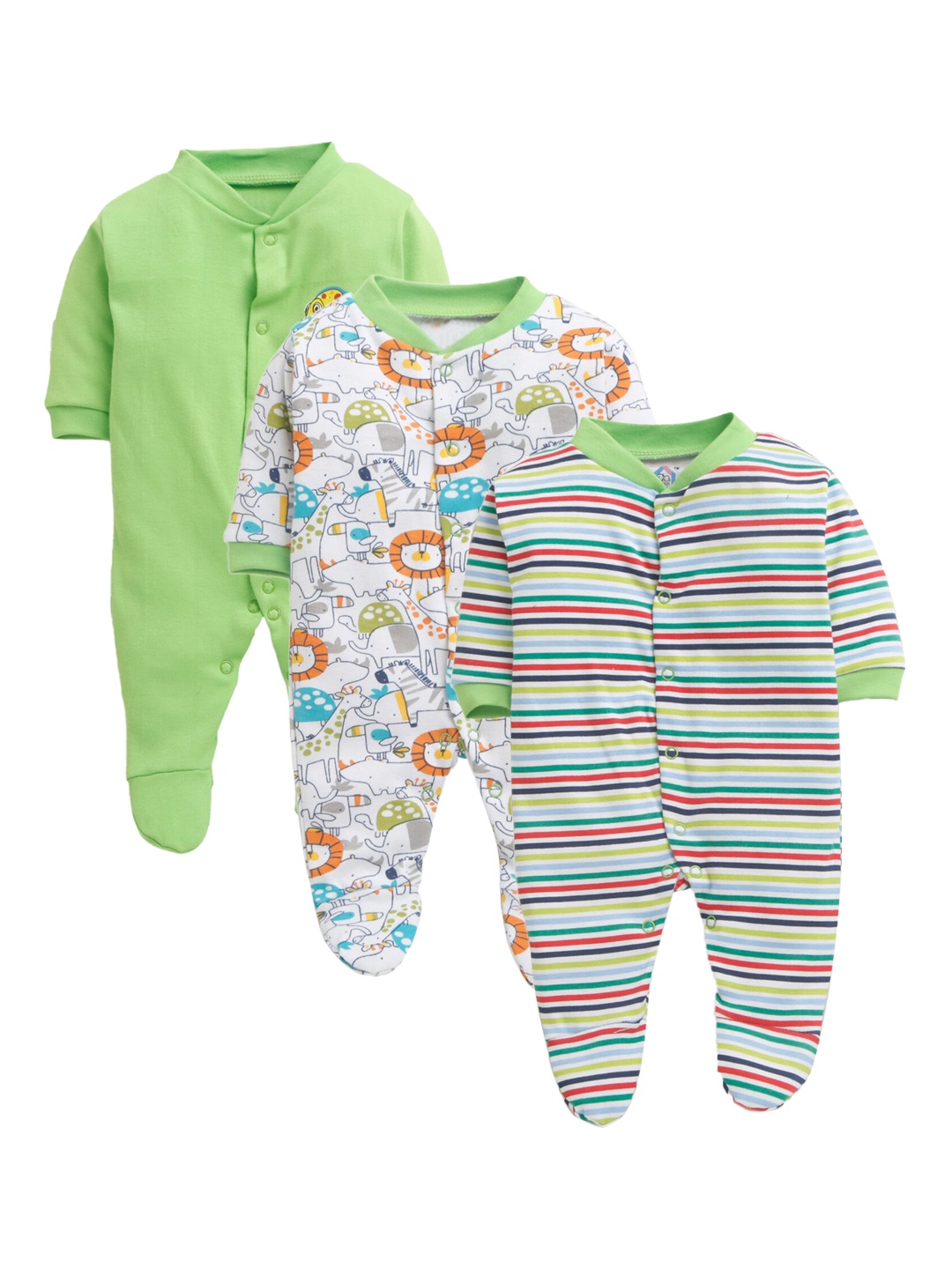 

Hopscotch Boys Infants Pack of 3 Green Printed Romper