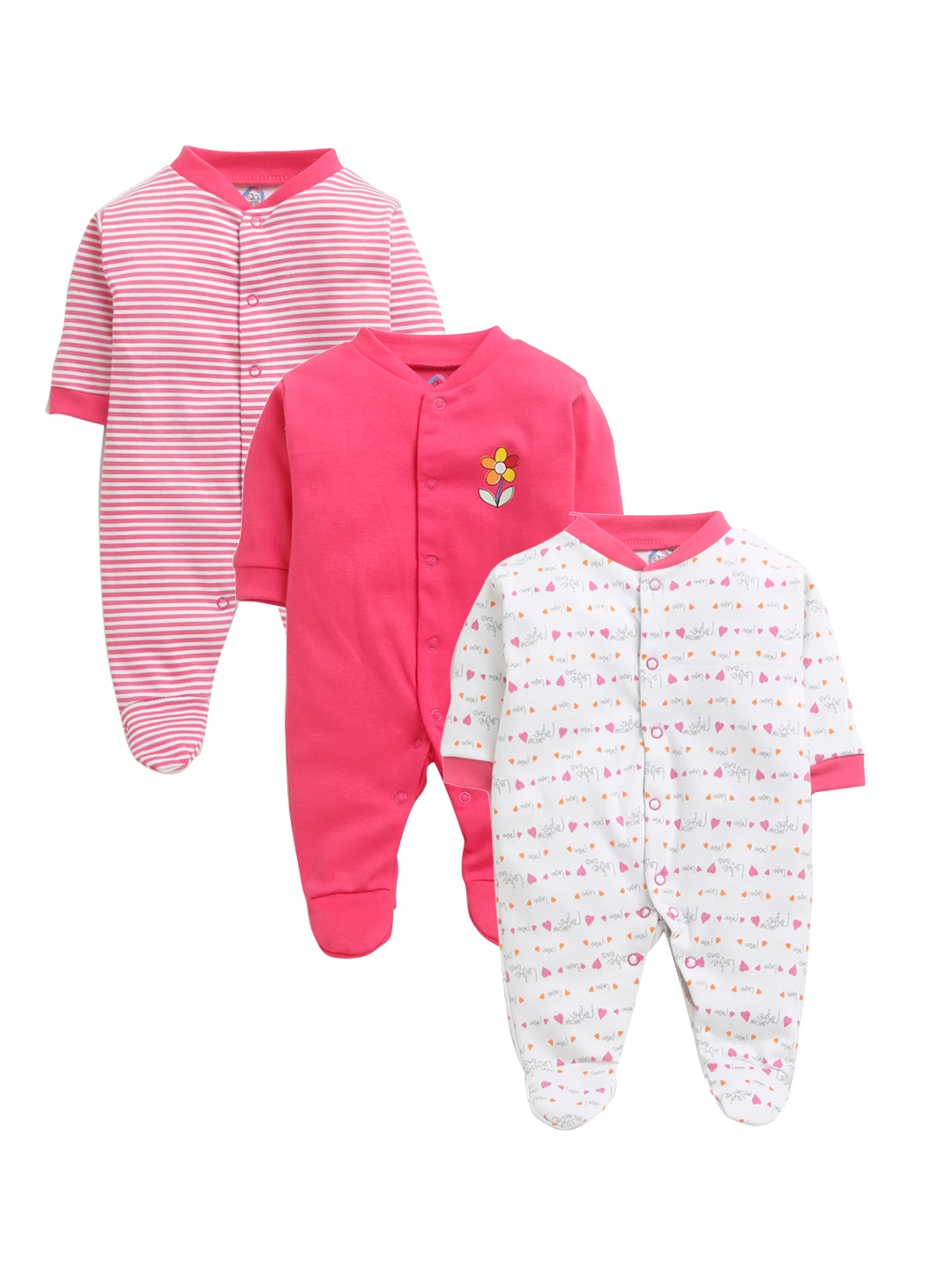 

Hopscotch Girls Infant Pack of 3 Rose Pink Printed Bodysuit