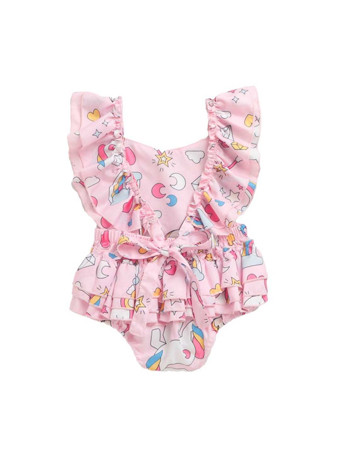 

Hopscotch Infant Girls Pink & White Printed Bodysuit