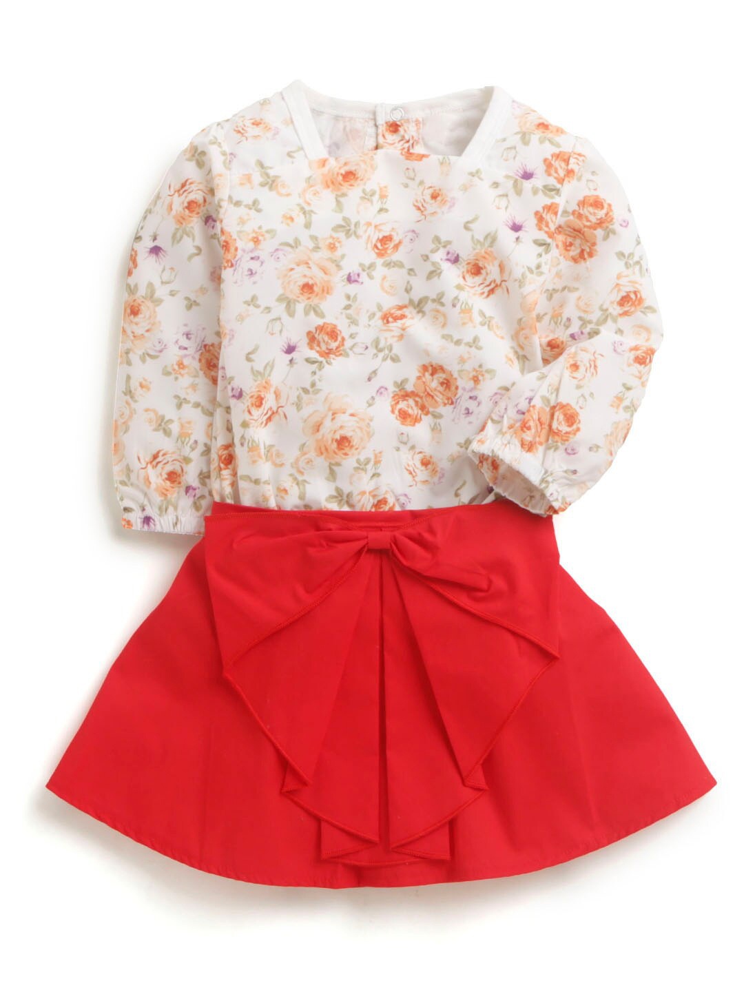 

Hopscotch Girls Multicoloured Printed Top with Skirt, Multi