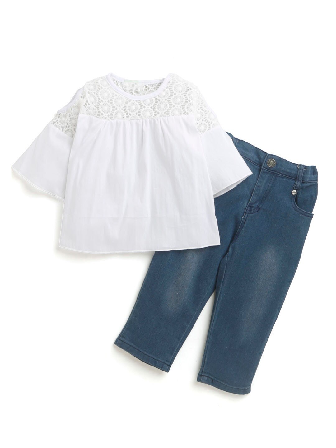 

Hopscotch Girls White & Blue Top with Trousers