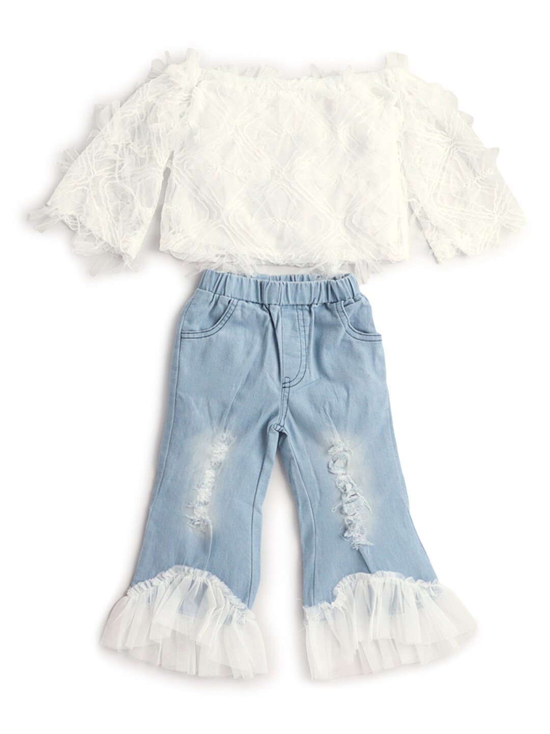 

Hopscotch Girls White & Blue Top with Trouser