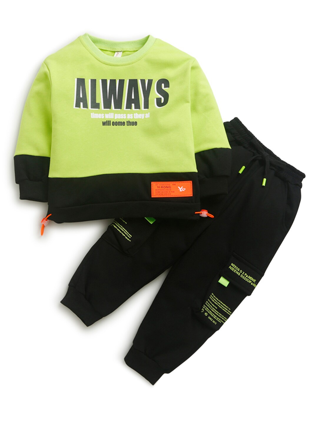 

Hopscotch Boys Green & Black Printed Top with Joggers