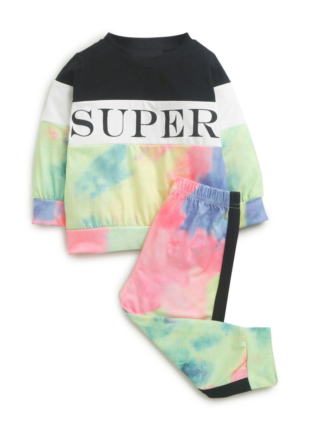 

Hopscotch Girls Pink & Yellow Dyed T-Shirt with Joggers