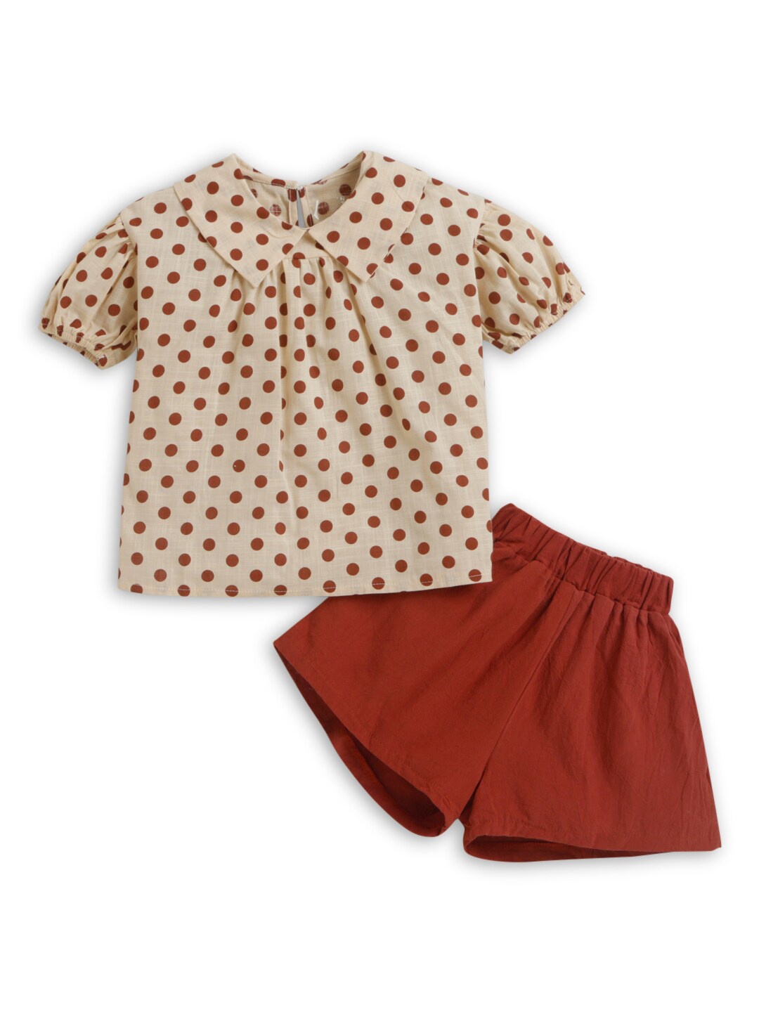 

Hopscotch Girls Brown & Beige Printed Top with Shorts